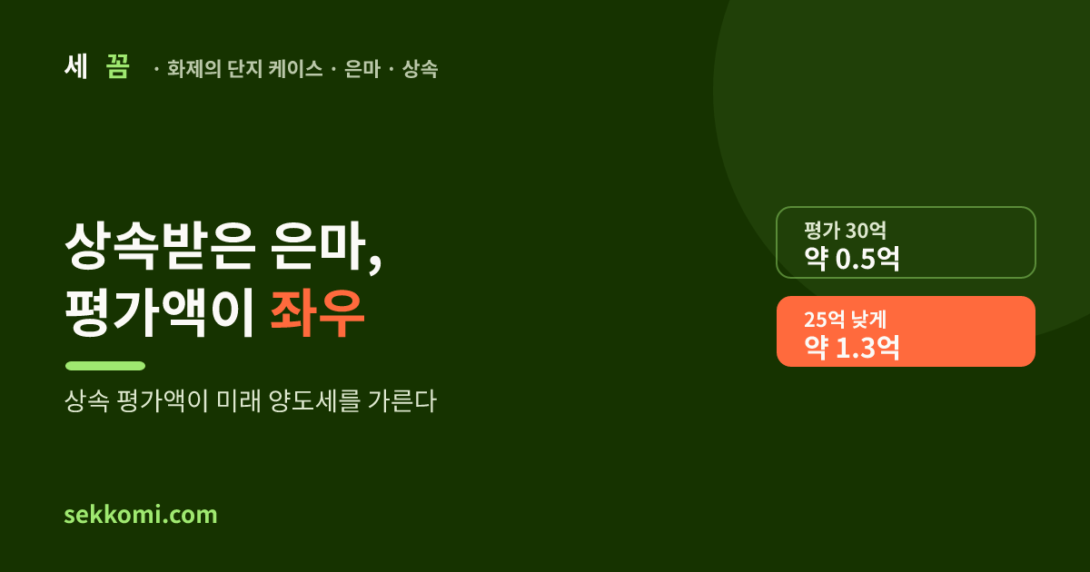 상속받은 은마 팔 때 양도세 — 평가액이 세금을 가른다 (2026) — 세꼼 화제의 단지 케이스