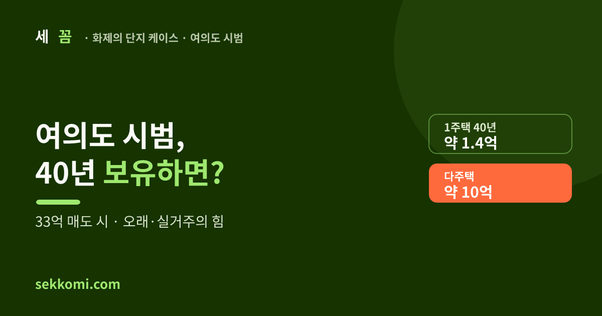 여의도 시범 40년 보유, 지금 팔면 양도세는? — 33억 케이스 (2026) — 세꼼 화제의 단지 케이스